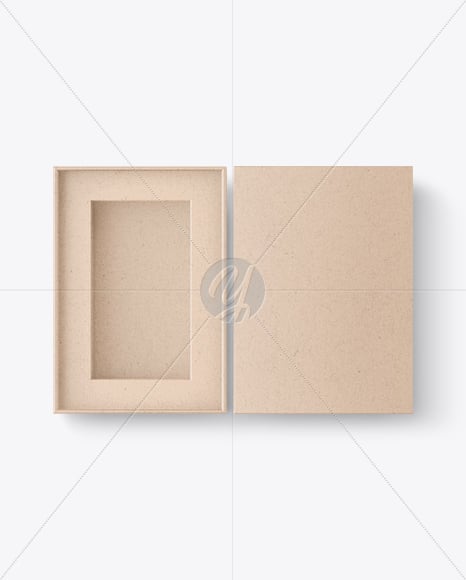 Empty Opened Kraft Box Mockup