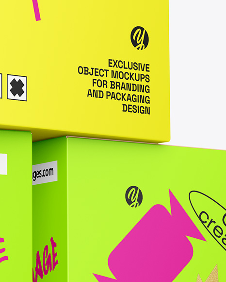 Three Paper Boxes Mockup