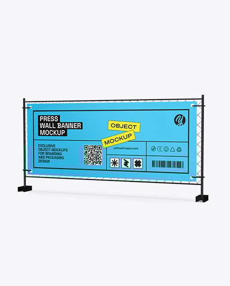 Press Wall Banner Mockup – Half Side View - Pull up banner mockup