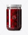 Clear Glass Jar with Cherry Jam Mockup