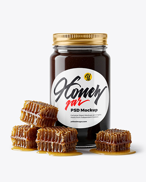Glass Jar with Tulip Poplar Honey Mockup - Realistic mockups