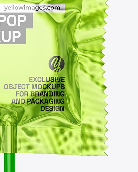 Metallic Lollipop Sachet Mockup