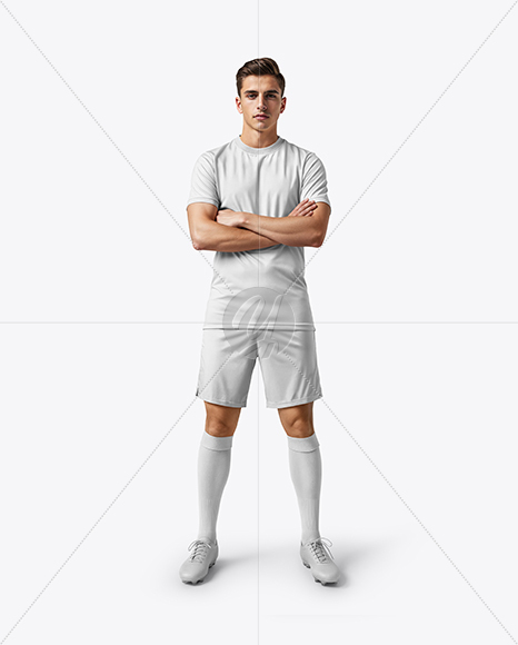 Soccer Player Wearing Jersey and Shorts Mockup