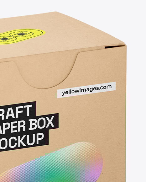 Kraft Paper Box Mockup – Half Side View (High-Angle Shot)