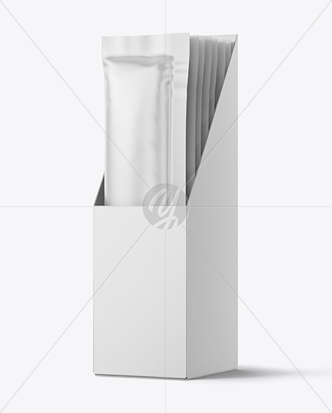 Matte Sachets in Display Box Mockup