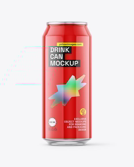 500ml Glossy Drink Can Mockup - Beer can mockup
