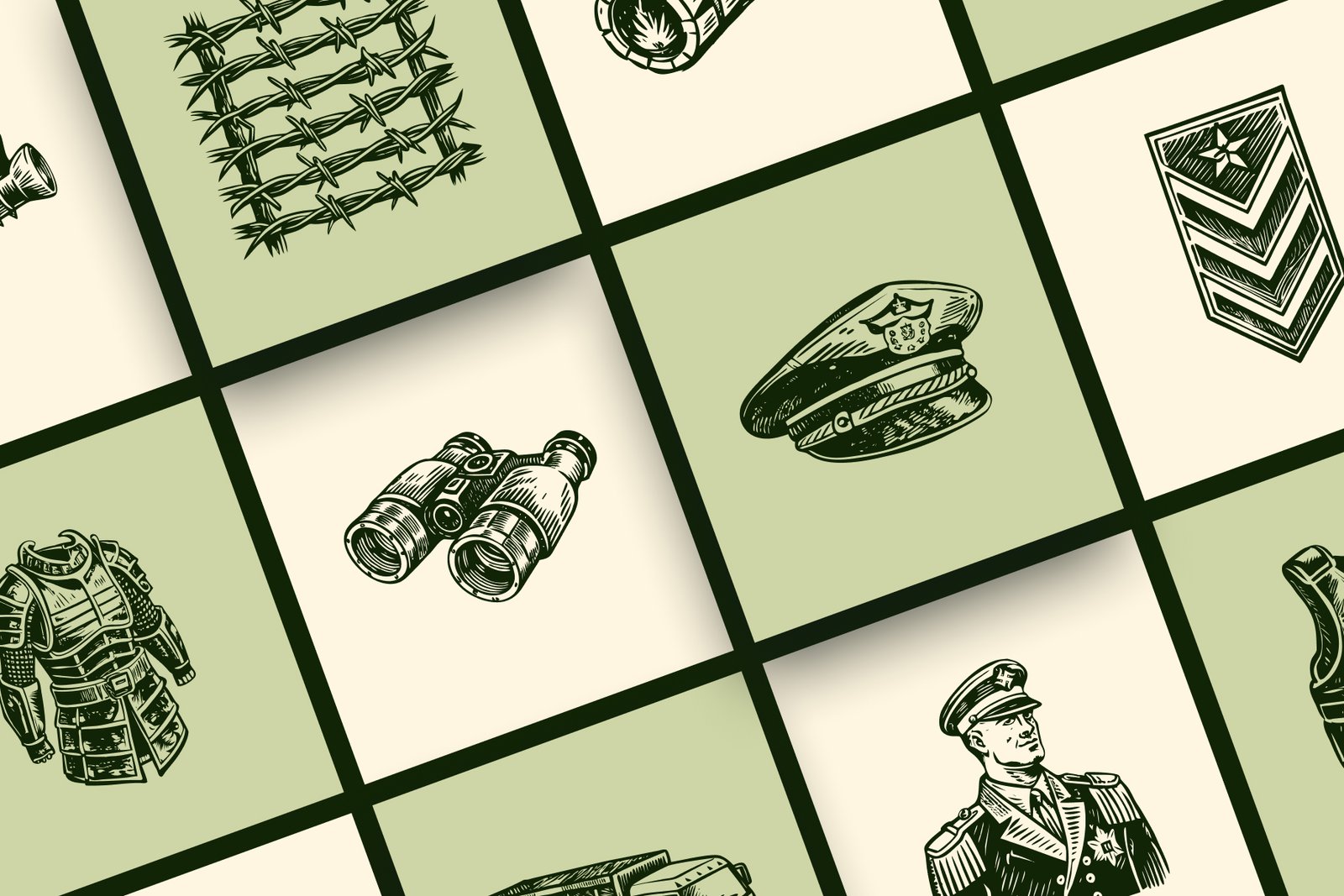 Vintage Military Art Set