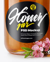 Glass Jar with Manuka Honey and Honeycombs Mockup