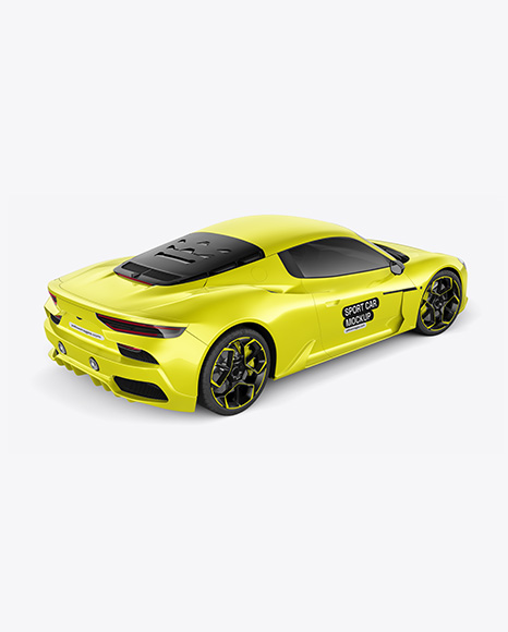 Sport Car Mockup - Back Half Side View - Vehicle wrap mockup