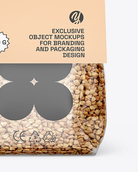 Transparent Package with Buckwheat Mockup