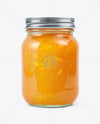 Clear Glass Jar with Orange Jam Mockup