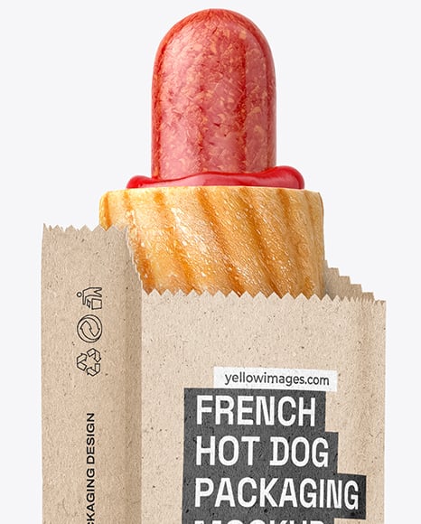 Kraft Paper Bag with Hot Dog Mockup