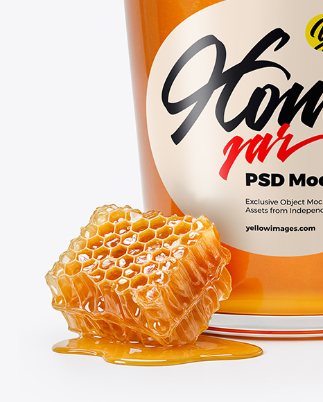 Glass Jar with Acacia Honey Mockup