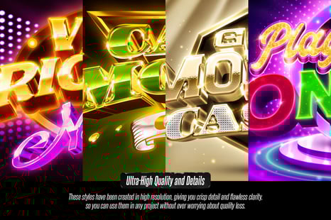 Casino Game Text Effects (12 PSDs) - Add-Ons