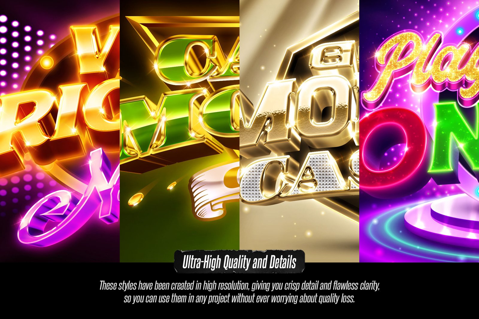 Casino Game Text Effects (12 PSDs)