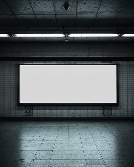 Billboard in Underground Passage Mockup
