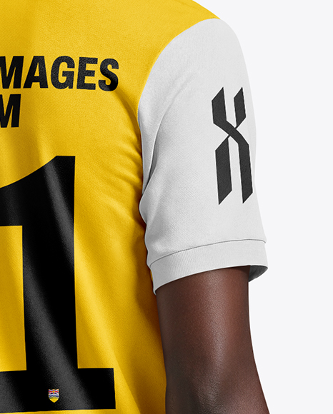 Soccer Player Wearing Polo Collar Jersey and Shorts Mockup