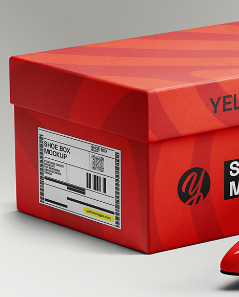 Glossy Slingback with Shoe Box Mockup