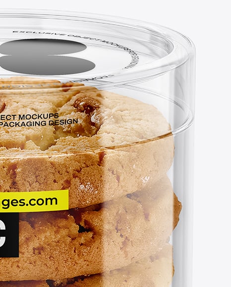 Clear Plastic Tube with Cookies Mockup