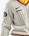 Man Wearing a Full Cricket Kit with Bat Mockup