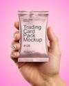 Metallic Trading Card Pack in a Hand Mockup