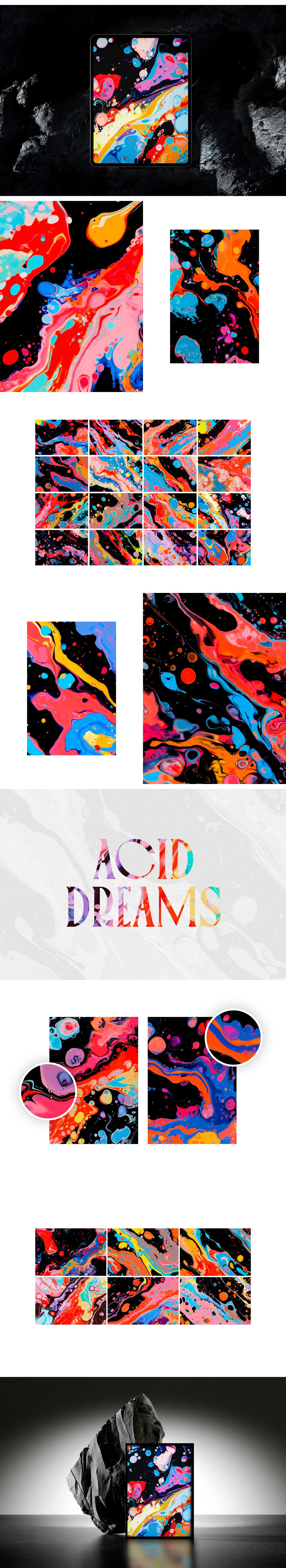 Abstract Liquid Ink Backgrounds Collection