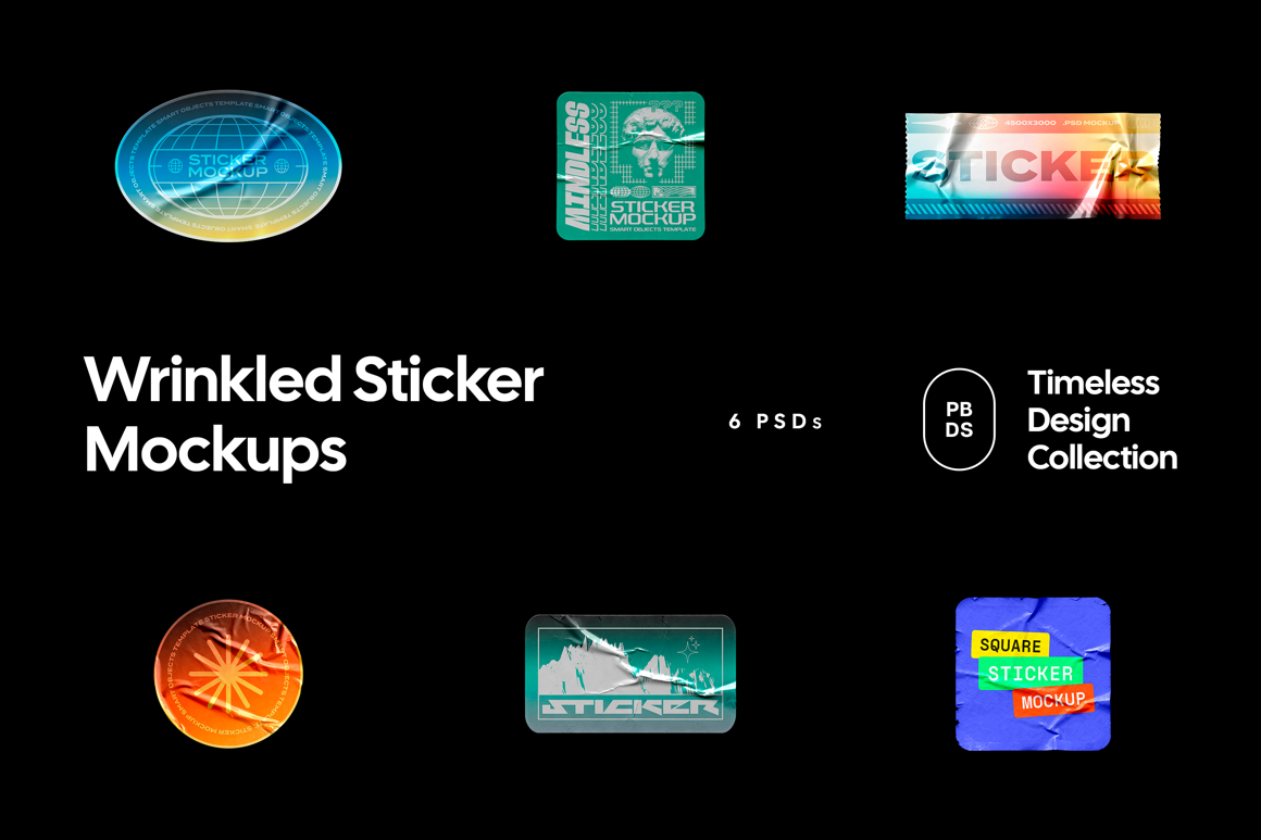 Wrinkled Sticker Mockups