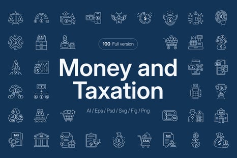 Money and Taxation Icon Set