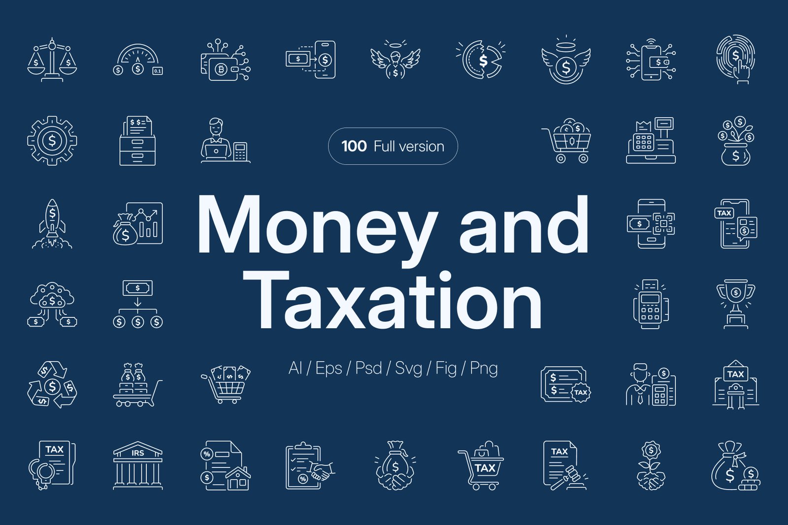 Money and Taxation Icon Set