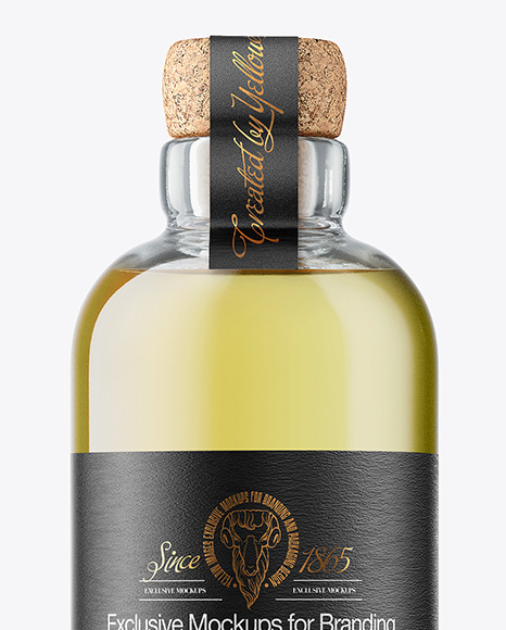 Golden Tequila Bottle with Cork Mockup