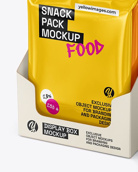 Small Display Box with Glossy Snacks Mockup