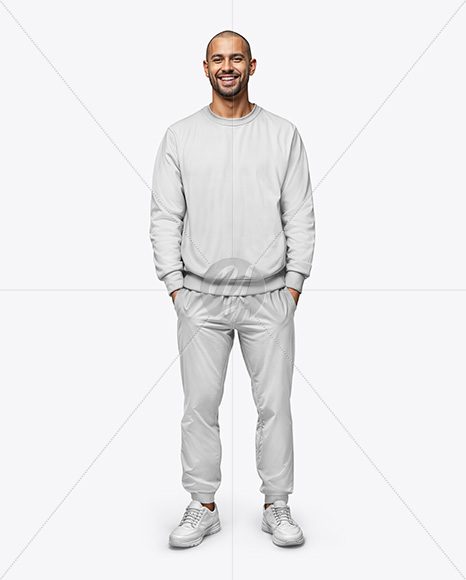 Man Wearing a Sweatshirt and Pants Mockup