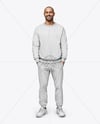 Man Wearing a Sweatshirt and Pants Mockup