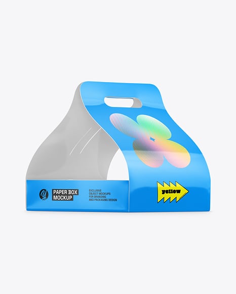 Glossy Paper Packaging with Handles Mockup - Carton box