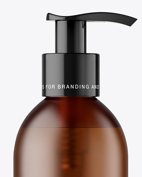 Frosted Amber Cosmetic Bottle with Pump Mockup