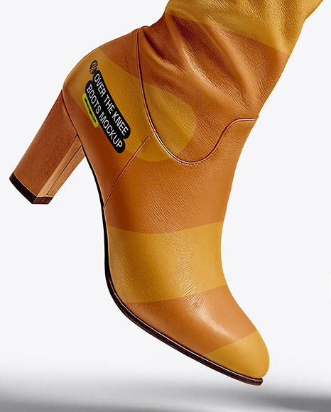 Pair of Over-The-Knee Boots on Women's Legs with Skirt Mockup