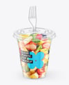 Clear Plastic Cup with Fruits Dessert Mockup