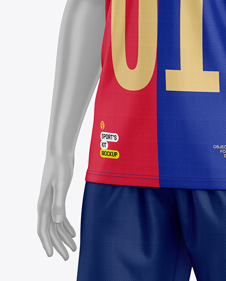 Full Soccer Kit w/ Mannequin Mockup - Half Side View