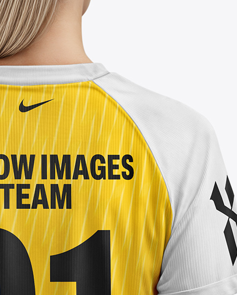 Woman Wearing Raglan Soccer Jersey and Shorts Mockup