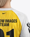 Woman Wearing Raglan Soccer Jersey and Shorts Mockup