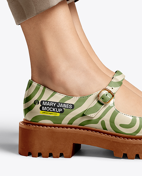 Mary Janes on Woman's Legs with Pants Mockup