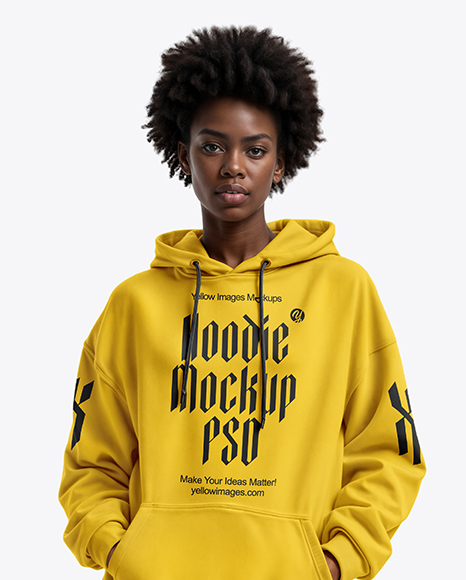 Afro-American Woman Wearing Hoodie and Bike Shorts Mockup