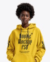 Afro-American Woman Wearing Hoodie and Bike Shorts Mockup