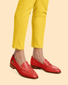 Pair of Leather Loafers on Woman's Legs Mockup