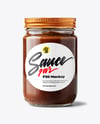 Glass Jar with Chocolate Fudge Sauce Mockup