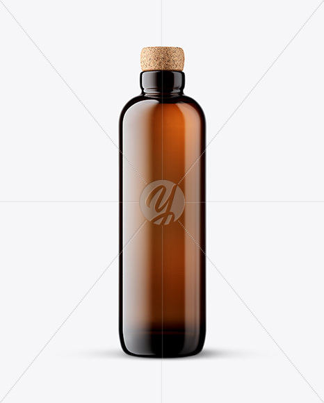 Amber Bottle with Cork Mockup