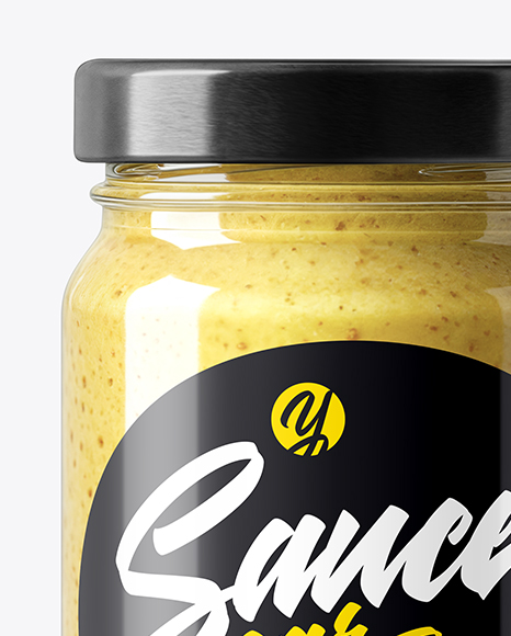 Glass Jar with Dijon Mustard Mockup