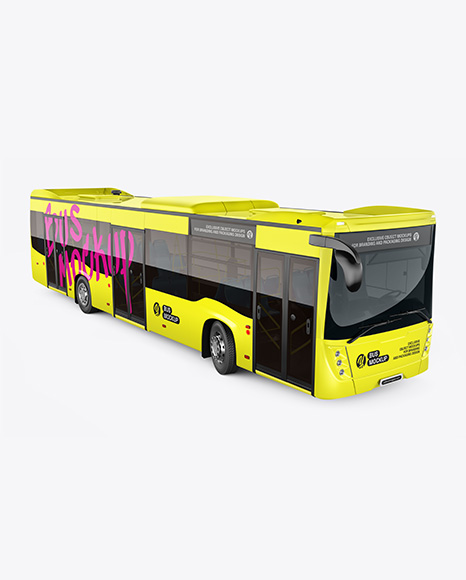 City Bus Mockup - Front Half Side View - Bus mockup