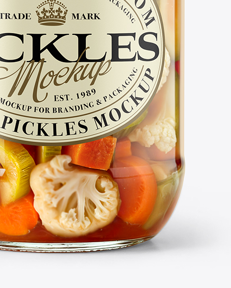 Glass Jar with Giardiniera Pickled Vegetables Mockup