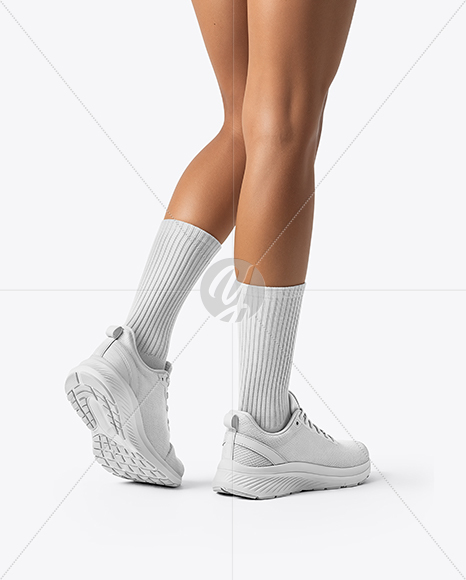 Pair Of Running Shoes Mockup on Women's Legs Mockup